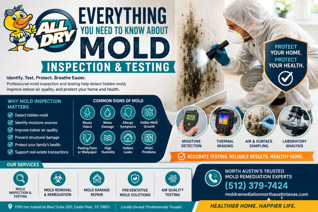 Professional mold inspection and testing services in North Austin Texas